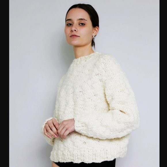 OUND Sweaters - OUND HAND KNITTED WOOL CAVEN JUMPER - IVORY